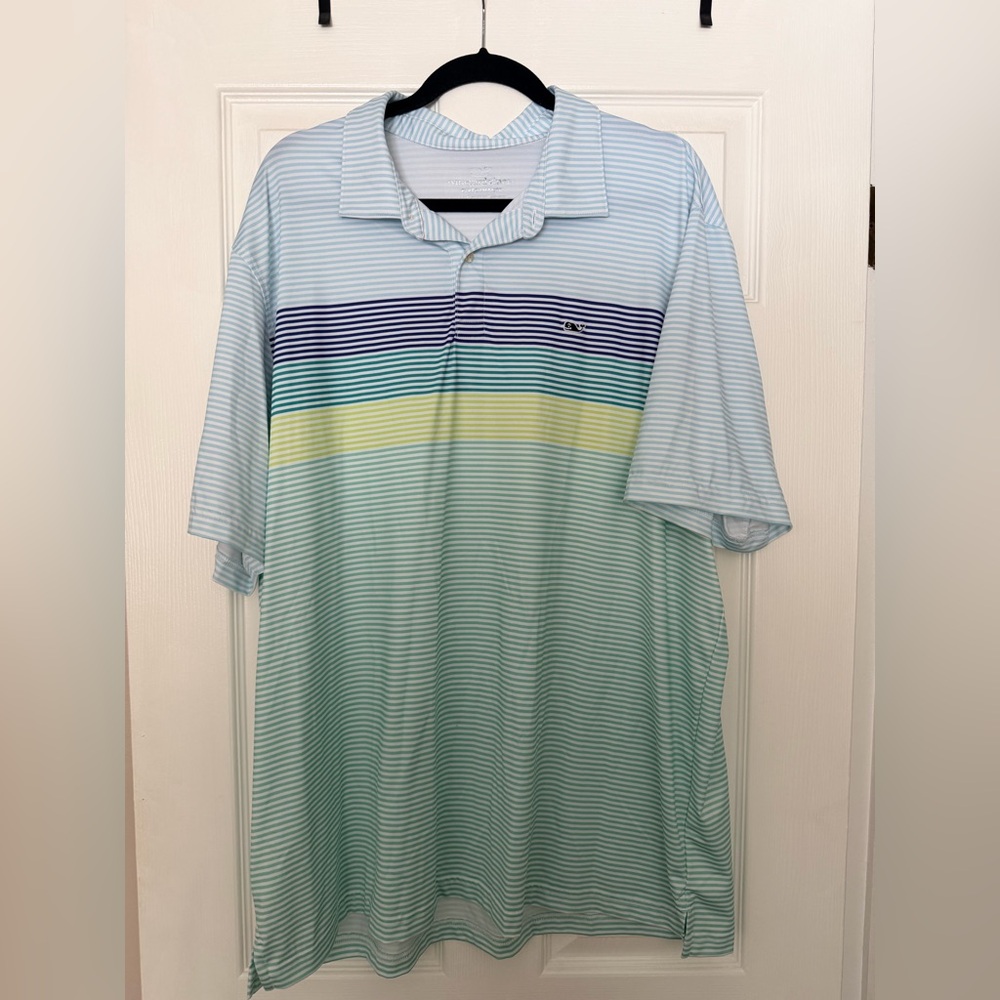 Vineyard Vines Blue and White Striped Shirt XXL